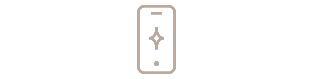 Icon of a smartphone with a sparkle symbol in the center